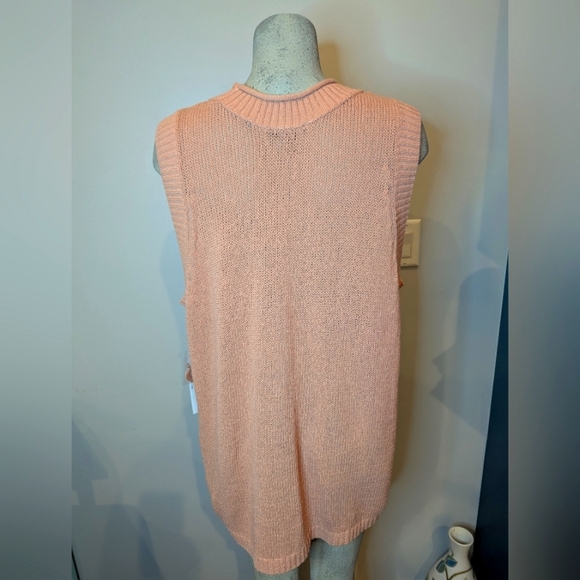 Tribal Sleeveless Cotton Round Neck Sweater Split Hem Coral/Clay Sz 3x NWT - Picture 7 of 17